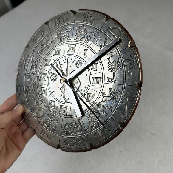 Astrology Zodiac sign navigation Sundial Metal Wood clock 7” - Picture 4 of 8